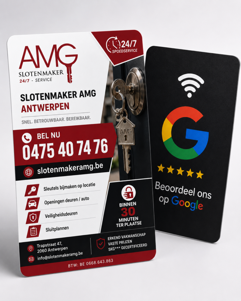 Volledig op maat gemaakte Google Review Kaart voor Slotenmaker AMG