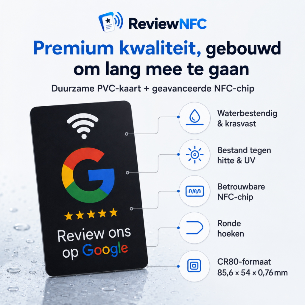 Google Review Kaart van duurzame PVC met NFC-chip